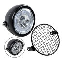 TASWKハーレーダビッドソン オートバイ Cree LEDヘッドライト*メタルグリルカバーメッシュ6.5インチレトロ