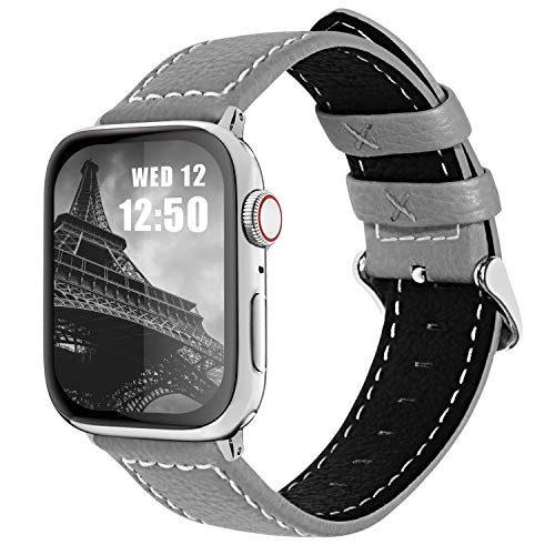 色：グレー サイズ：38mm/40mm/41mm Fullmosa コンパチ Apple Watch バンド ベルト アップルウォッチバンド Fullmosa apple watch series 7/6/5/4/3/2/1/SEバンド 本革レザー 交換バンド ラグ…