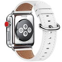 サイズ:38mm 40mm 41mm 色:ホワイト バンド+シルバー バックル WFEAGL コンパチブル Apple Watch バンド,は本革レザーを使い、iWatch SE,Series 7/6/5/4/3/2/1、Sport、Edition向け(2)