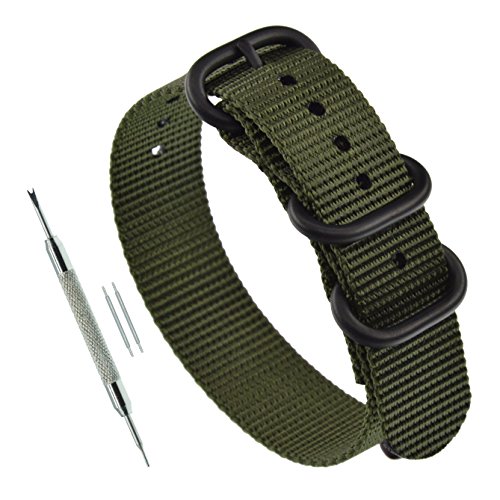 色：グリーン サイズ：21mm-手首(15cm-20cm) 21mm 緑 厚いナイロン タイプ 腕時計ベルト替えバンド マット仕上げのバックル