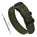 色:グリーン サイズ:23mm-手首(15cm-20cm) 23mm 緑 腕時計ベルト厚いナイロン バンド簡単交換ベルト 男性用 3リング