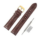 色:ブラウン/ゴールド サイズ:19mm Nywing 時計ベルト本革 時計バンド 本革ベルト 防水 鰐皮紋様 レザー腕時計ベルトメンズ 工具付き ゴールド シ...