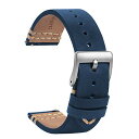 色：ブルー/銀尾錠 サイズ：21mm TStrap レザー 時計ベルト 時計バンド 21mm - 本革時計ベルト スマートウォッチ ベルト 交換 - メンズ 時計の替えベルト 時計べると - バックルとスライド式バネ