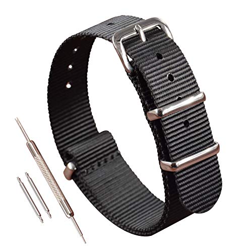 色:ブラック サイズ:21mm-XL(手首サイズ 15cm-21cm) ナイロン時計ストラップバンドの交換薄型