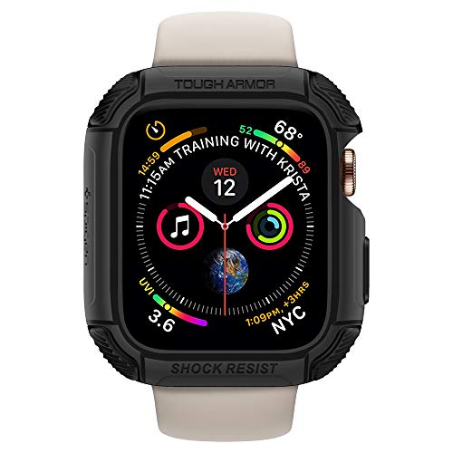 サイズ：Series SE / Series 6 / Series 5 / Series 4 44mm　色：ブラック Spigen Apple Watch ケース 米軍MIL規格取得 耐衝撃 保護カバー アップルウォッチケース タフ・アーマー 062CS24