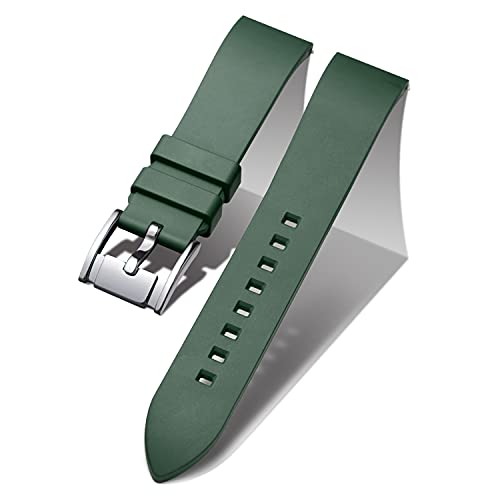 色:グリーン サイズ:22mm BINLUN シリコン腕時計バンド クイックリリース フルオロラバー時計ベルト ゴムスマートウォッチ交換バンド シリコン男性用スポーツ時計バンド