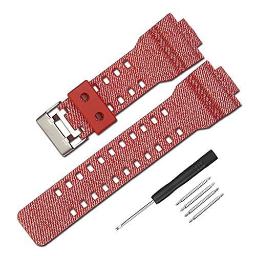 取付幅16mm 色：レッド CASIO カシオ G-SHOCK 純正バンド互換品 取付幅16mm しま紋様時計ベルト 防水ストラップ G-8900A GR-8900A GW-8900A GA-110 GA-100 GD-100 GD-110