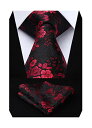 サイズ:Free Size 色:01ブラック/レット(花柄)「Enlision」ネクタイ ペイズリー柄 桜柄 8.5cm ノーアイロン イージーケア チーフ贈り シルク30% 洗濯可能
