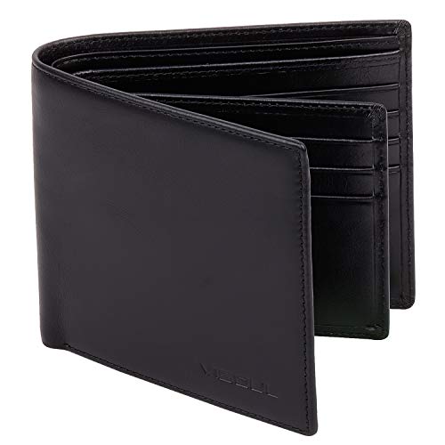 色:黒 VISOUL 財布メンズ 本革 15枚カード入れ 札入れ 二つ折り 免許証入れ 超薄型 大容量 牛革 札入れ 小銭入れなし 2つ折り人気 一流の革職人が...