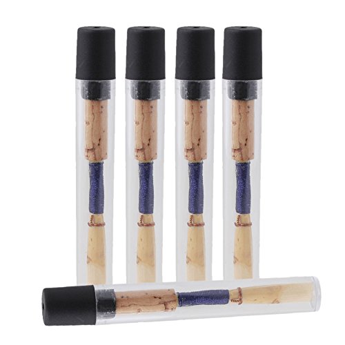 Yibuy 5個入れ 72mm 長さ ウッド オーボエリード ミディアム2.5 ホルダーの木管楽器部品