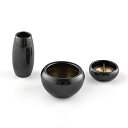 3具足セット 仏具 シルマ 黒金 ブラック 3具足 2.0寸 モダン仏具 銅製 真鍮 まあるい かわいい ミニ仏具 セット (黒金 ブラック) 仏壇