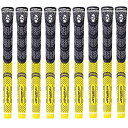 色:黄 交換ツール付き ゴルフグリップ 滑り止め ラバー 多色 バックラインなし スタンダードサイズ 無料テープ付き 9本セット