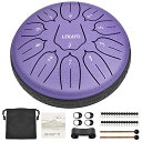 色:パープル スリットドラム スチールタングドラム LEKATO 金属ドラム 11音 6インチ 打楽器 マレット 収納バッグ付き 瞑想 ヨガ 禅 (パープル)