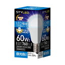 色:昼光色 サイズ:1個 スタイルド LED電球 E17 昼光色 60W形相当 調光器対応 ミニクリプトン形 広配光タイプ 密閉器具対応 HA6D17D1