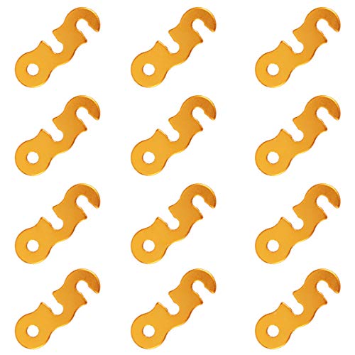 色：3つ目(ゴールド)- 12個 Azarxis アルミ自在金具 コードスライダー 軽量耐久 ロープテンショナー ロ..