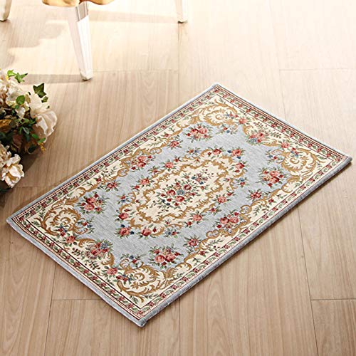 色：レイクブルー サイズ：50*80cm（玄関マット） INSIMAN 玄関マット カーペット 屋外 屋内 花 おしゃれ ドアマット 泥落とし ゴブラン織り すべり止め 洗える 床暖房対応 50 * 80cm 花柄 業務用