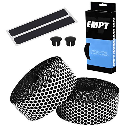 EMPT(イーエムピーティー) EVA ロード用 バーテープ ES-JHT020 クッション EVA製バーテープ ロード ピスト ドロップハンドルバーテープ ※エンドキャップ、エンドテープ付属 (ハニカム白黒(ホワ