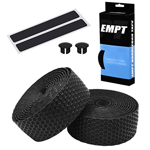 EMPT(イーエムピーティー) EVA ロード用 バーテープ ES-JHT020 クッション EVA製バーテープ ロード ピスト ドロップハンドルバーテープ ※エンドキャップ、エンドテープ付属 (ハニカム黒黒(ブラ