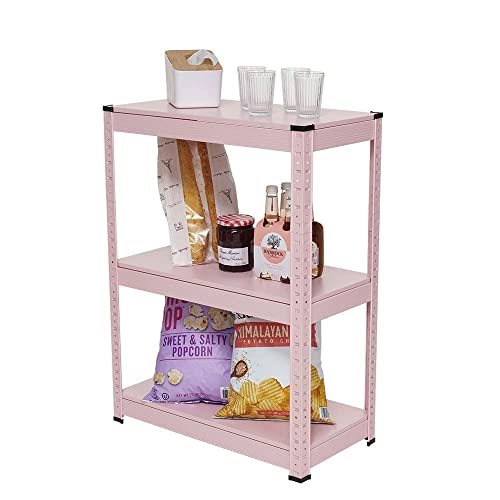 色：ピンク 差し込み式三段スチールラック メタルラック本体 スチールラック カラーラック メタルラック 工具は不要 幅60.3x奥行30.3x高さ80cm 耐荷重100* 3段 リビング キッチン 部屋飾り オ