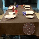 色:ブラウン サイズ:145*300cm BALCONY&FALCONテーブルクロス 撥水 北欧 無地 類麻145*300cm (ブラウン)