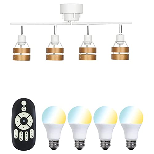 色：ナチュラル サイズ：40W形調光調色電球*4+リモコン*1 共同照明 シーリングライト 4灯 6畳 北欧 シーリング スポットライト 照明器具 天井 GT-DJ-2DW-6WT-2 LED電球40W形付き 無段階調光調色可能