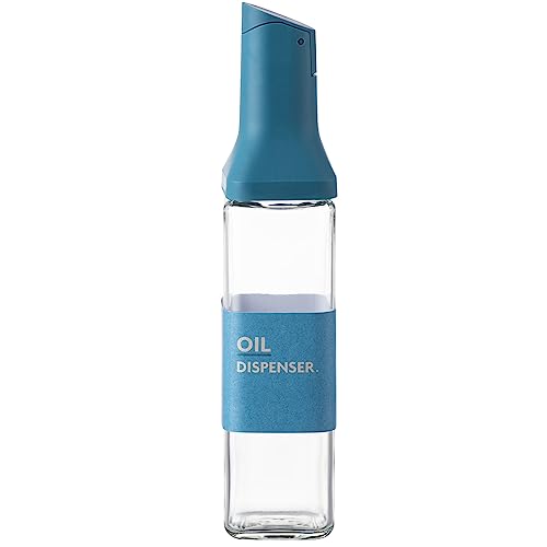 色：ブルー ColorfulHome オイルボトル 醤油差し 液だれしない 見せる収納 スタイリッシュ 片手 ガラス 調味料入れ 油入れ ドレッシングボトル 調味料 ビン オイル差し 醤油 酢 ビネガー オイル