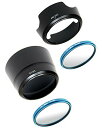 色:ブルー 互換 レンズフード EW-63C ET-63 58mm フィルター 2枚 4点セット (ブルー) Canon EOS Kiss X10i X9i X...