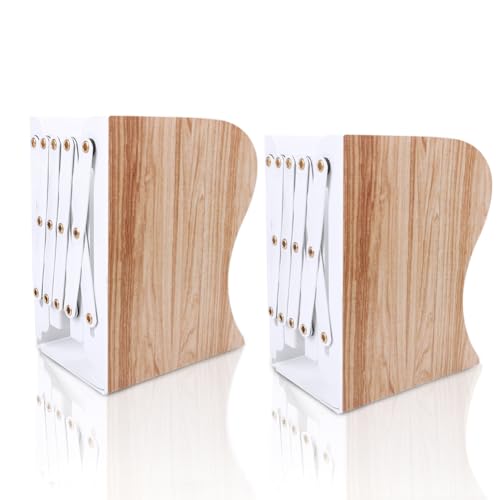 色：木目柄 ブックエンド 金属製 本立て 伸縮 ブックスタンド 卓上収納 スライド式 収納 デスク整理 卓上本棚 卓上 本立て おしゃれ 仕切りスタンド (木目柄)