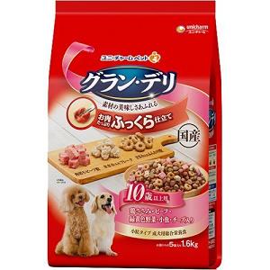 ユニ・チャームペット グラン・デリ　ふっくら仕立て 10歳以上用　鶏ささみ・ビーフ・緑黄色野菜・小魚・チーズ・角切りビーフ粒入りの商品画像