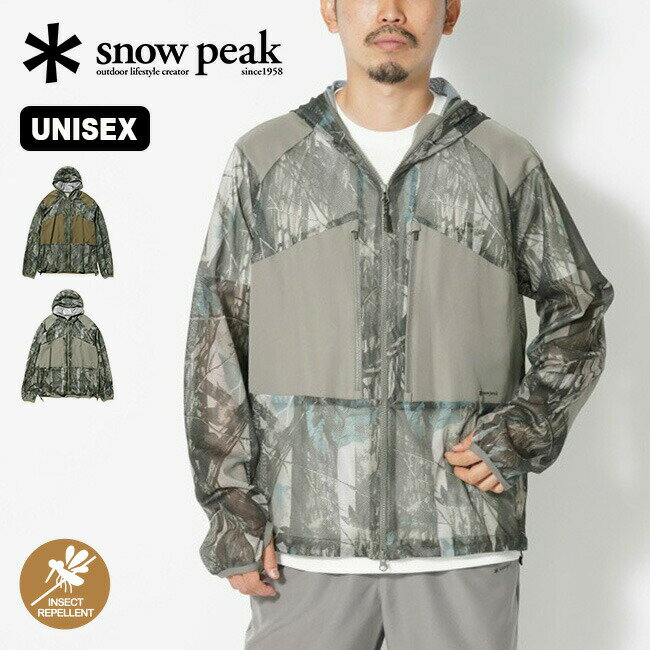 【SALE 30%OFF】スノーピーク プリンテッドインセクトシールドメッシュジャケット snow peak apparel Printed Insect Shield Mesh Jacket メンズ レディース ユニセックス JK-23SU014 虫よけ 虫対策 アウター 羽織り フード フーディ アパレル キャンプ アウトドア