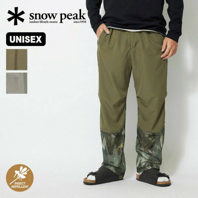 スノーピーク アウトドア パンツ メンズ 【SALE 45%OFF】スノーピーク プリンテッドインセクトシールドメッシュパンツ snow peak apparel Printed Insect Shield Mesh Pants メンズ レディース ユニセックス PA-23SU010 虫よけ 虫対策 ロングパンツ アパレル キャンプ 登山 アウトドア 【正規品】