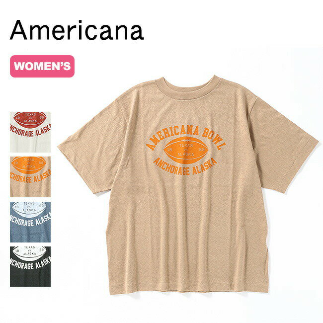 アメリカーナ カレッジプリント シームレスT AMERICANA レディース BRF-649A/5 Tシャツ 半袖 ショートスリーブ ロゴT トップス キャンプ アウトドア フェス