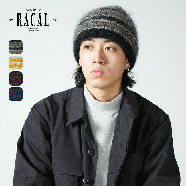 J wA{[_[jbgLbv RACAL Mohair Border Knit Cap jZbNX Y fB[X RL-23-1319 Xq AEghA Lv yKiz