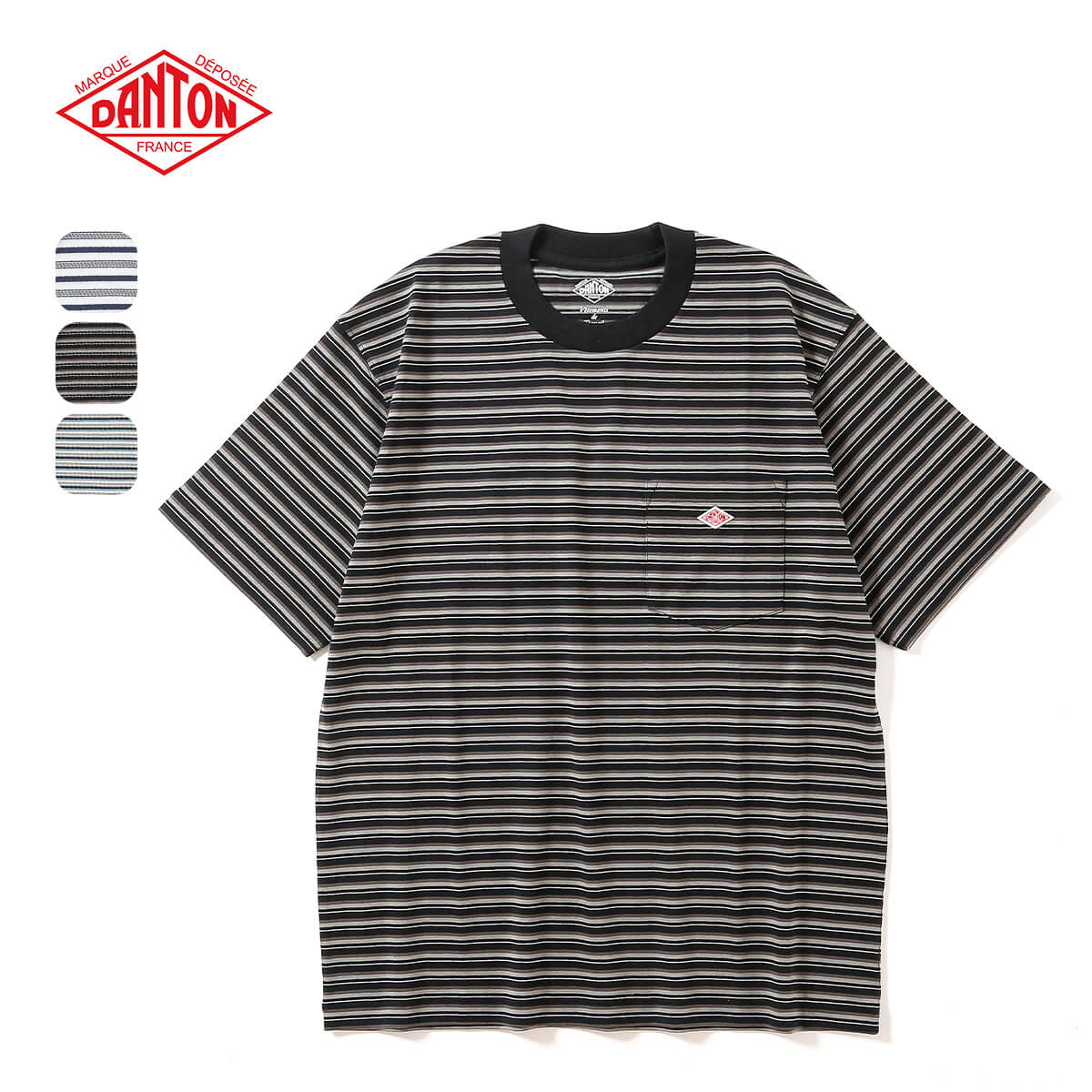 【ラスト1点】【正規取扱店】 ダントン ポケットT-シャツ ボーダー DANTON POCKET T-SHIRTS メンズ #DT-C0198 TCB Tシャツ トップス ポケット付き 半袖 フェス おしゃれ キャンプ アウトドアウェア