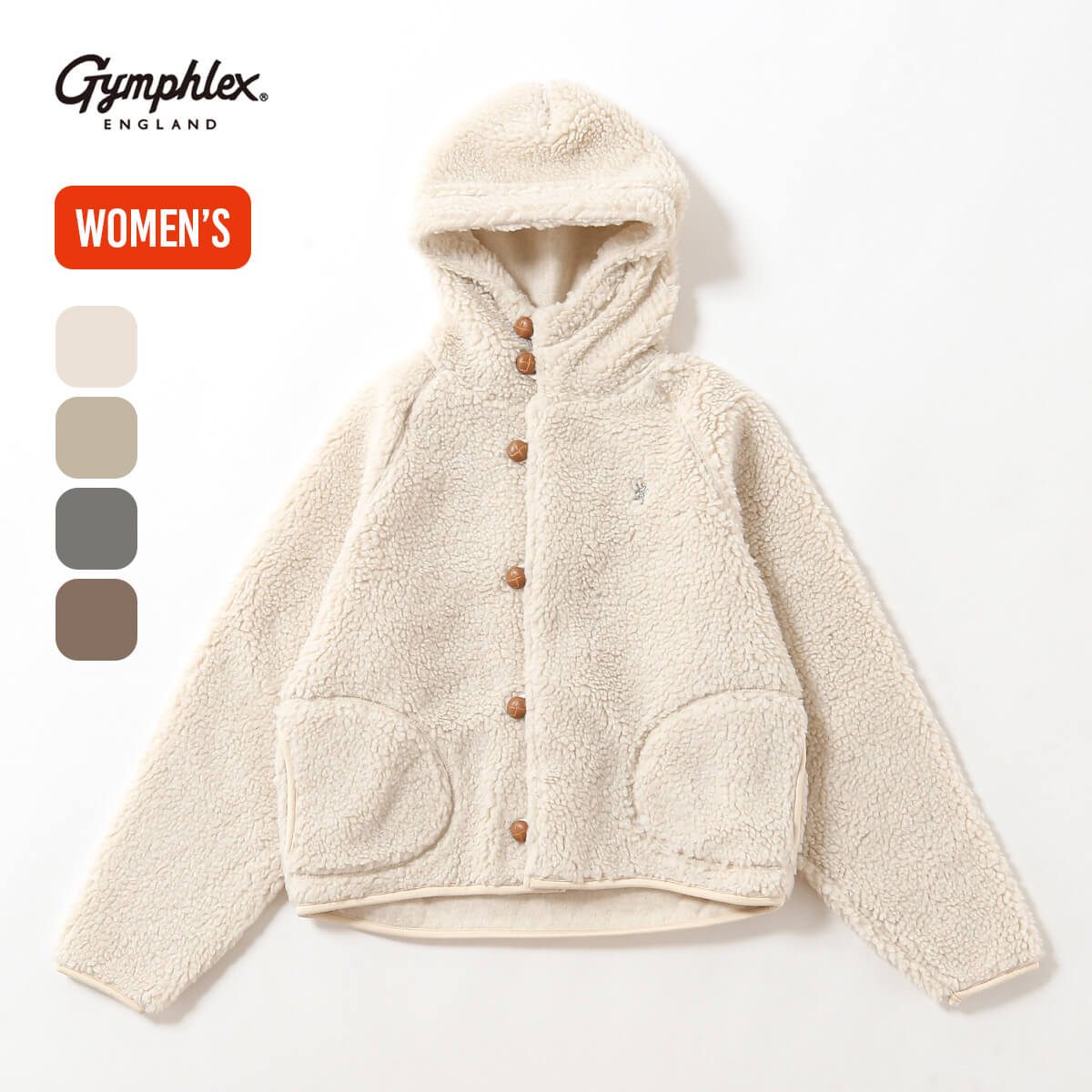 Rakuten - ジムフレックス ボアフーデッドショートジャケット シープボア Gymphlex BOA HOODED SHORT JACKET SHEEP BOA ウィメンズ レディース #GY-A0725 BOA トップス アウター ブルゾン ジャケット フリース フード付き ボア おしゃれ キャンプ アウトドア