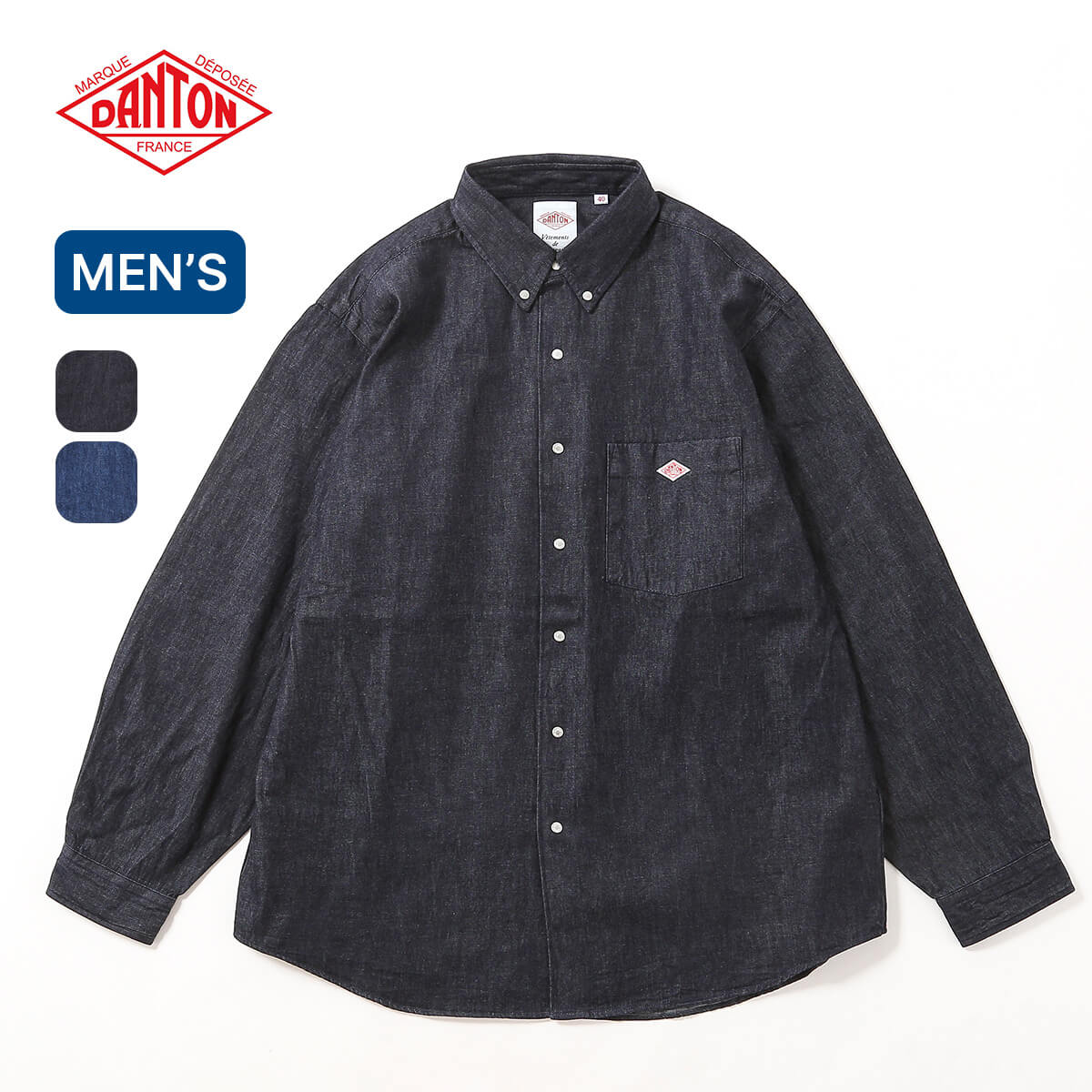 Rakuten - 【正規取扱店】 ダントン ドットボタンB.D.シャツL/S デニムダンガリー DANTON Denim Dungaree Button-Down Shirt メンズ #DT-B0293 DUG 長袖 ロングスリーブ カジュアルシャツ トップス おしゃれ キャンプ アウトドア