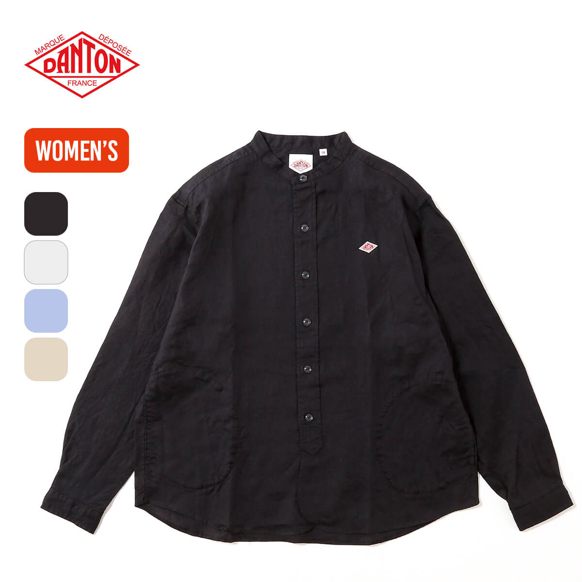 乐天商城 - 【正規取扱店】 ダントン バンドカラーシャツL/S リネンクロス DANTON BAND COLLAR SHIRT L/S ウィメンズ レディース #DT-B0279 FLI 長袖 ロングスリーブ カジュアルシャツ トップス おしゃれ キャンプ アウトドア