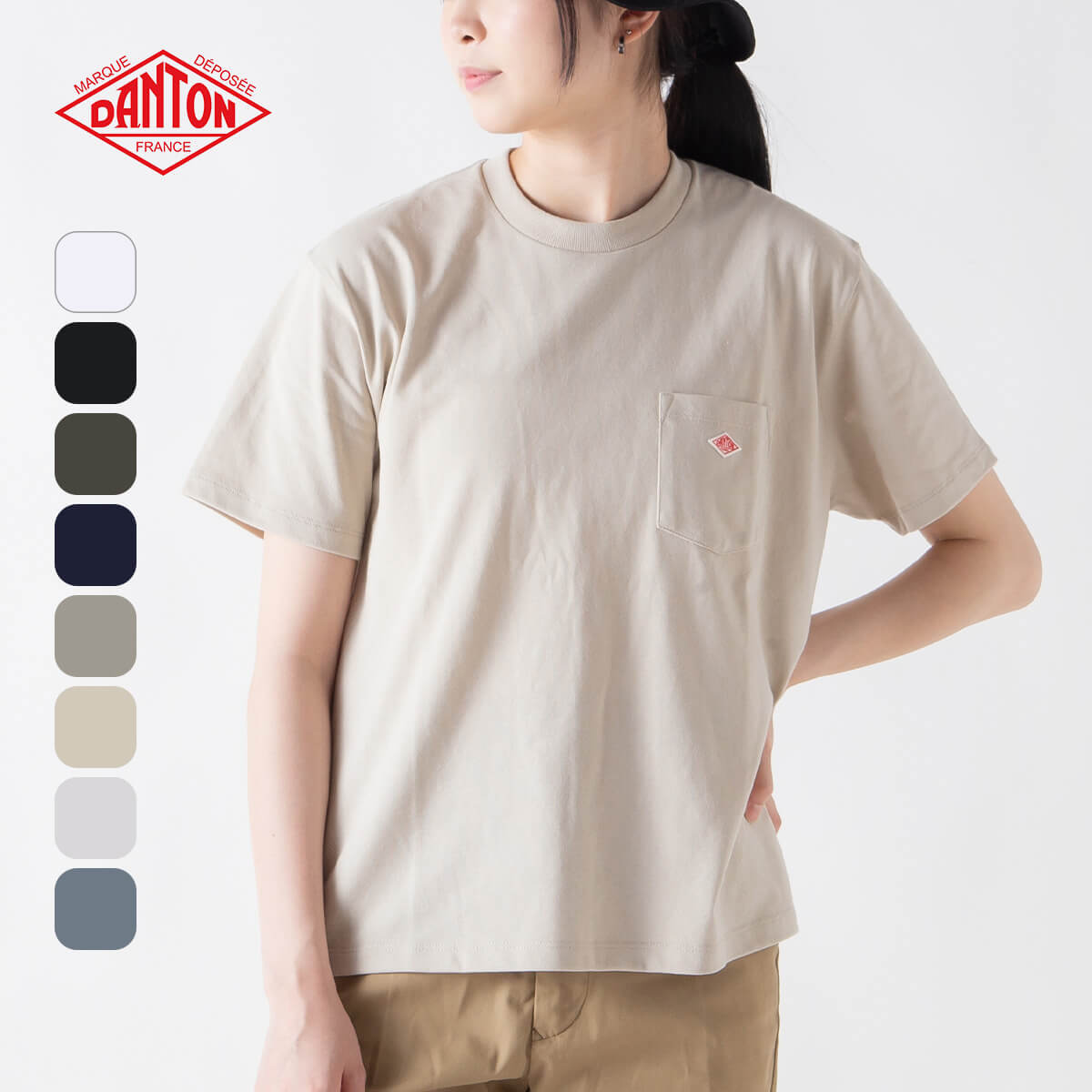 【正規取扱店】 ダントン ポケットT-シャツ DANTON POCKET T-SHIRTS ウィメンズ レディース #DT-C0197 TCB Tシャツ トップス ポケット付き 半袖 フェス おしゃれ キャンプ アウトドア