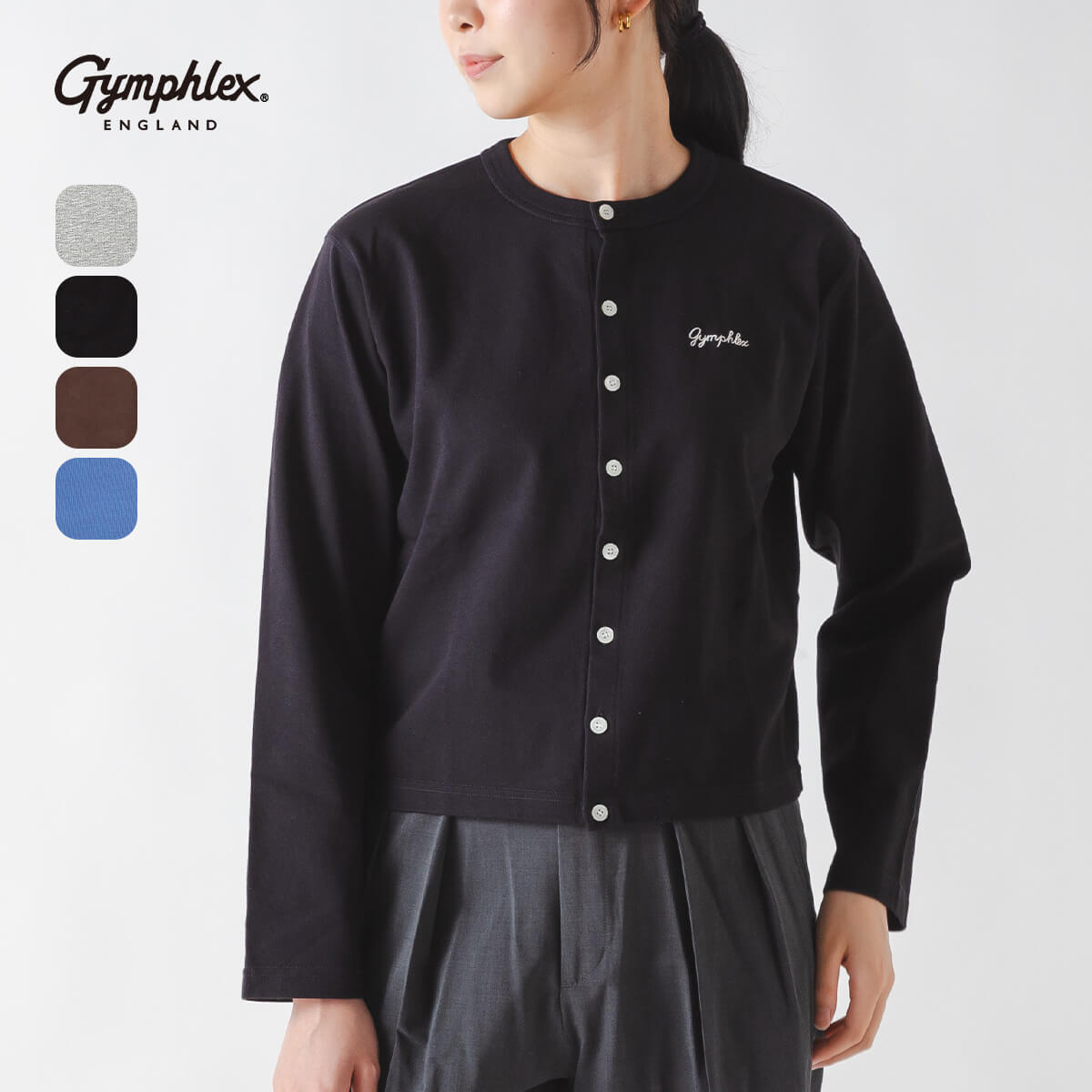 ジムフレックス ショートクルーネックカーディガン シロコンパクトジャージー Gymphlex SHORT CREW NECK CARDIGAN ウィメンズ レディース #GY-C0367 SCT CILO COMPACT JERSEY トップス 冷房対策 長袖 羽織り キャンプ アウトドア