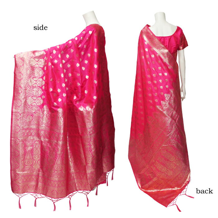 サリー：ピンク / インド衣裳 民族衣装 インドサリー 結婚式 アジアンファッション エスニック デコレーション布