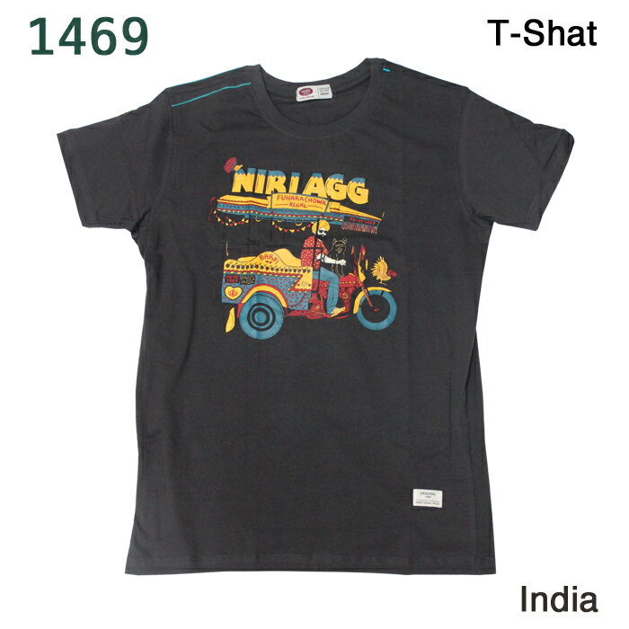 乐天商城 - ＜1469＞《インド表記M》Tシャツ：チャコールグレー / インドのブランド エスニックファッション インドTシャツ