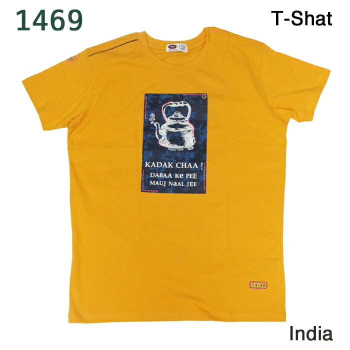 樂天商城 - ＜1469＞《インド表記M》Tシャツ：イエロー / インドのブランド エスニックファッション インドTシャツ