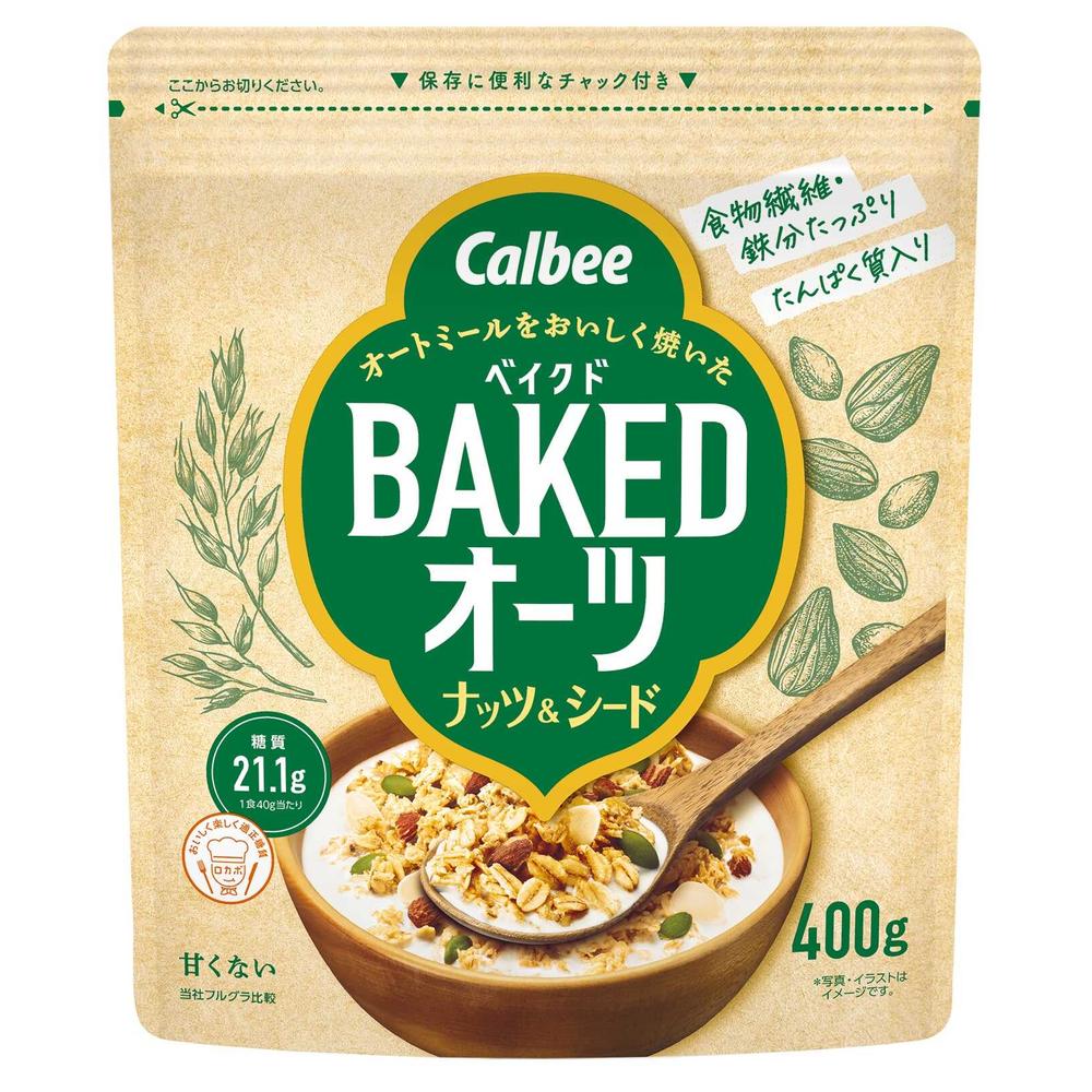 ◆カルビー ベイクドオーツナッツ＆シード 400G【8個セット】 1