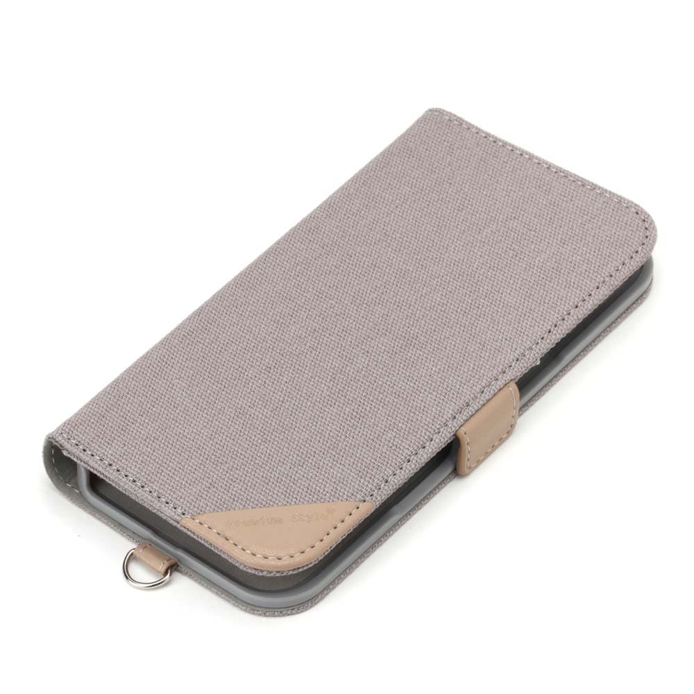 PGA iPhone16用 フリップカバー キャンバス/ライトグレー PG-24AFP11GY 75g