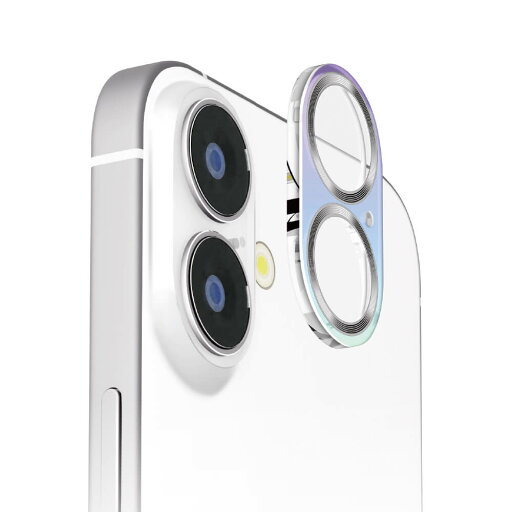 PGA iPhone16/16Plus 2眼カメラ用 カメラフルプロテクター オーロラ/シルバー 2g PGA iPhone16/16Plus 2眼カメラ用 カメラフルプロテクター オーロラ/シルバー 2g