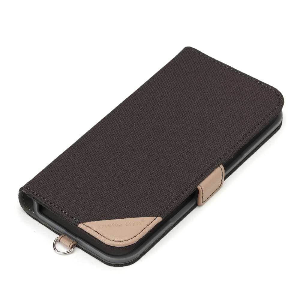 PGA iPhone16Pro用 フリップカバー キャンバス/チャコールグレー 75g