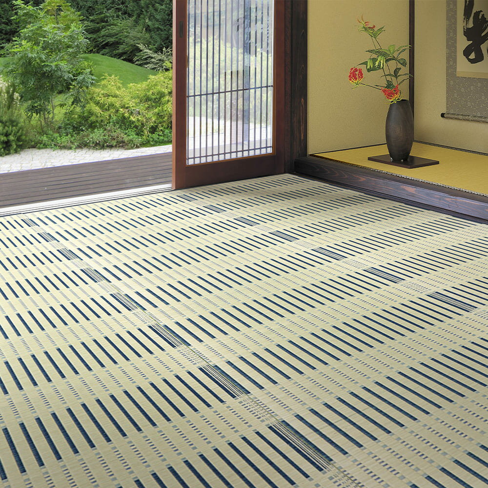 掛川織 い草カーペット 津弥（つや） 江戸間2畳 ブルー メーカー直送 ▼返品・キャンセル不可【他商品との同時購入不可】