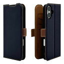 テレホンリース iPhone16Plus 手帳型ケース 薄型 ネイビー×ブラウン(2)