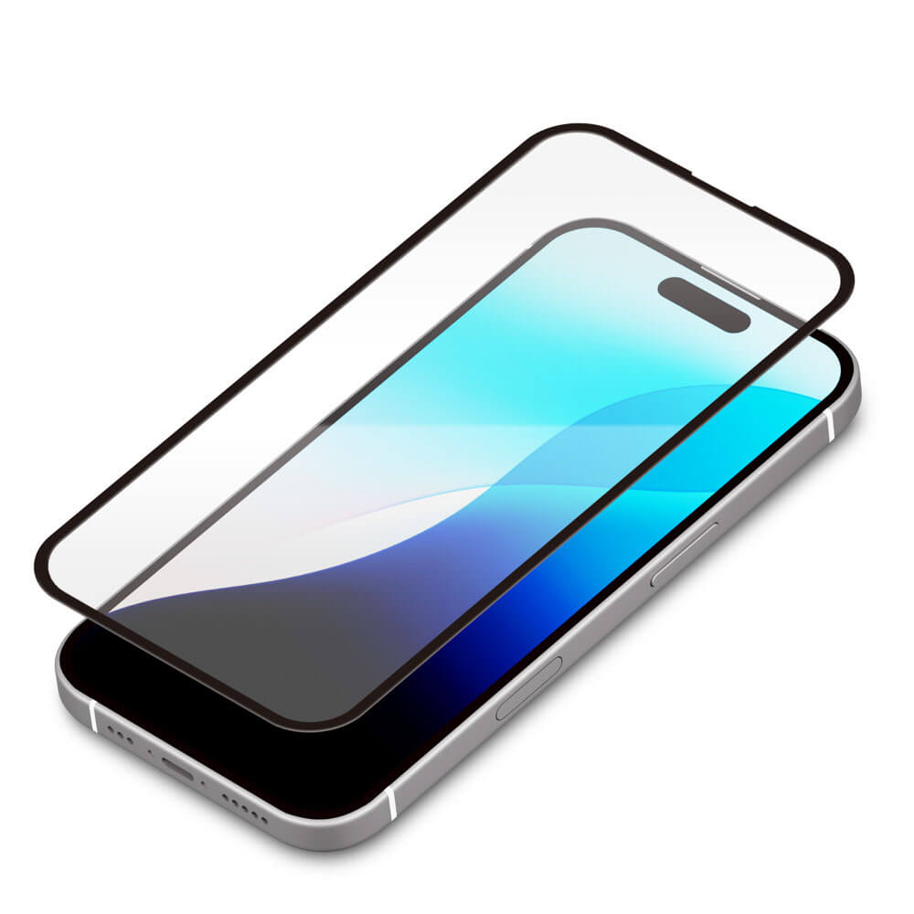 PGA iPhone 16 Pro用 液晶全面保護ガラス 角割れ防止PETフレーム PG-24BGLF01CL 13g