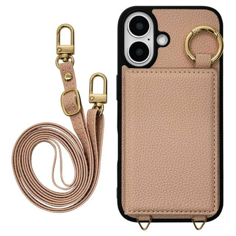 テレホンリース iPhone16 ケース カバー カラビナリング カード入れ iLBe ベージュ